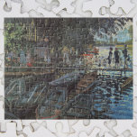Bathers at La Grenouillère by Claude Monet Jigsaw Puzzle<br><div class="desc">Bathers at La Grenouillère (1869) by Claude Monet is a vintage impressionist fine art painting featuring a popular boating and bathing establishment with a floating café, on the River Seine near Bougival to the west of Paris. In the summer of 1869 Monet lived near La Grenouillère with Camille, and their...</div>