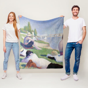 Bathers in Asnieres, Seurat Fleece Blanket