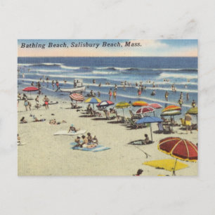 Bathing Beach, Salisbury, Mass Antique Beach Scene Postcard