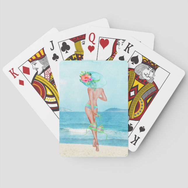 Bathing Beauty Beach Tropical Playing Cards (Back)
