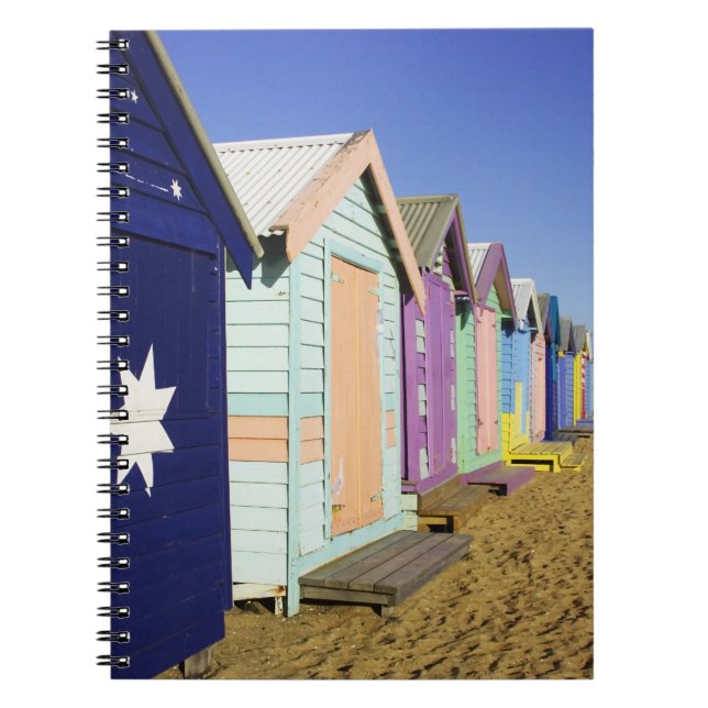 Bathing Boxes, Middle Brighton Beach, Port Spiral Notebook (Front)