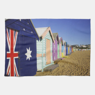 Bathing Boxes, Middle Brighton Beach, Port Tea Towel