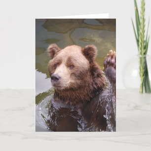 Bathing Brown Bear Note Card