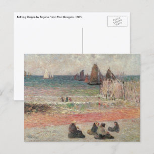 Bathing Dieppe by Paul Gauguin, Vintage Fine Art Postcard