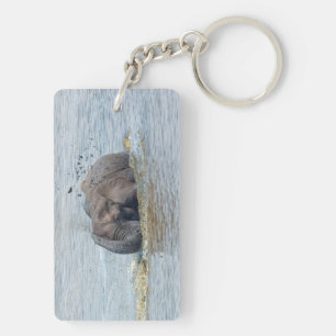 Bathing elephant key ring