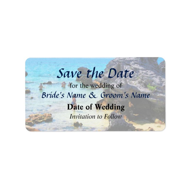 Bathing in the Ocean St. George Save the Date Label (Front)