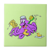 Bathing Octopus Ceramic Tile Customisable
