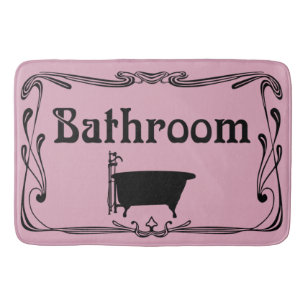 Bathmat bathroom vintage tub pink black