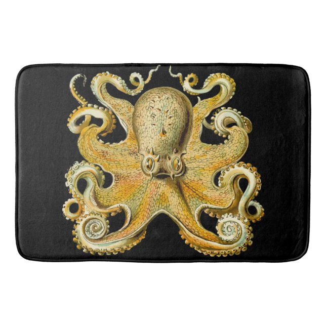 Bathmat black  Gold Octopus (Front)