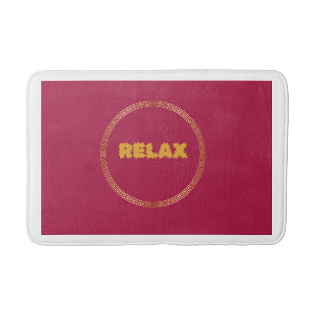 Bathmat Red "Relax" Bathmat with Gold Accent (Front)