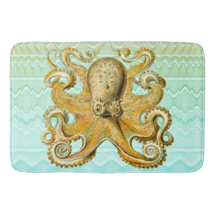 Bathmat Retro  Gold Octopus pastel wave