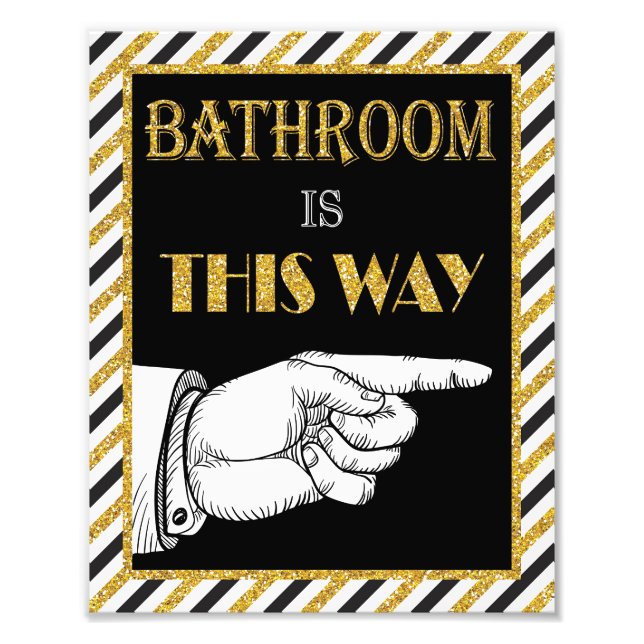 Bathroom Direction Sign (Right) - 8" x 10" Print (Front)