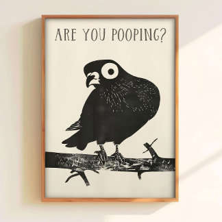 Bathroom Funny Poster Pigeon Art Print Printable A