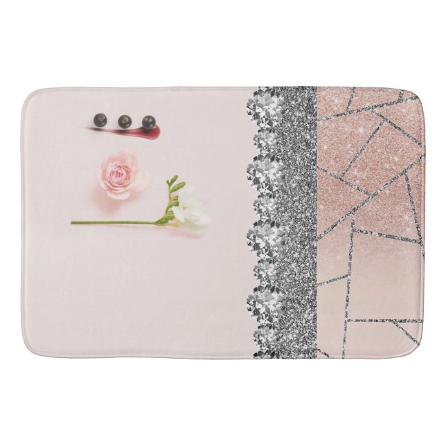 Bathroom Interior Design Home Black Glitter Marble Bath Mat (Front)