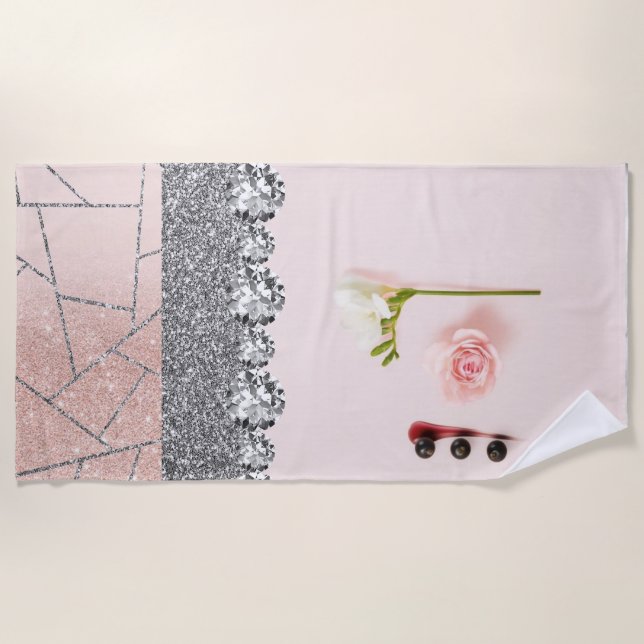 Bathroom Interior Design Home Black Glitter Marble Beach Towel (Front)