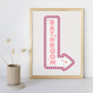 Bathroom Neon Modern Retro Sign Poster