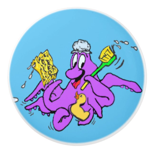 Bathroom Octopus Customisable Ceramic Pull (Front)