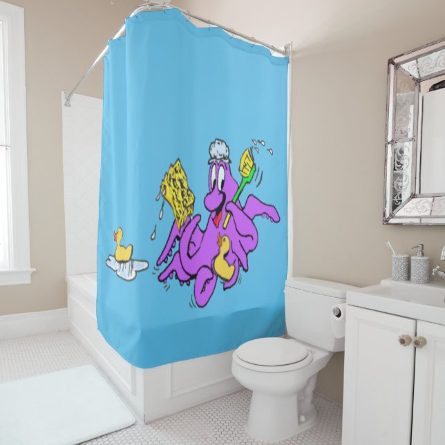 Bathroom Octopus Customisable Shower Curtain (In Situ)