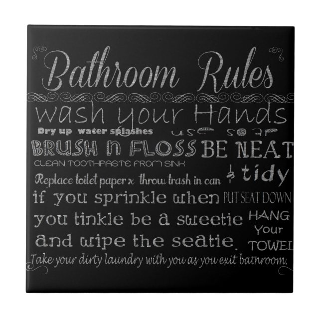 Bathroom Rules Tile (Front)
