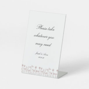 Bathroom Sign in Pink Blush Wildflower