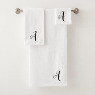 Bathroom Towel Set Letter "A" Monogram Decor