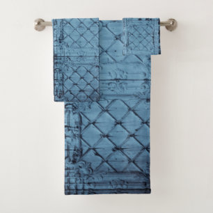 Bathroom Towel Set Rustic Tin Panel Ceiling Countr