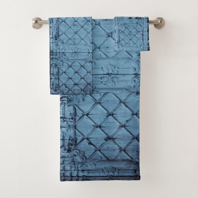 Bathroom Towel Set Rustic Tin Panel Ceiling Countr (Insitu)