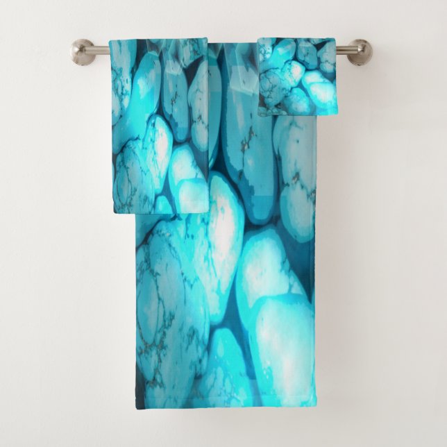 Bathroom Towel Set Turquoise Gemstone (Insitu)