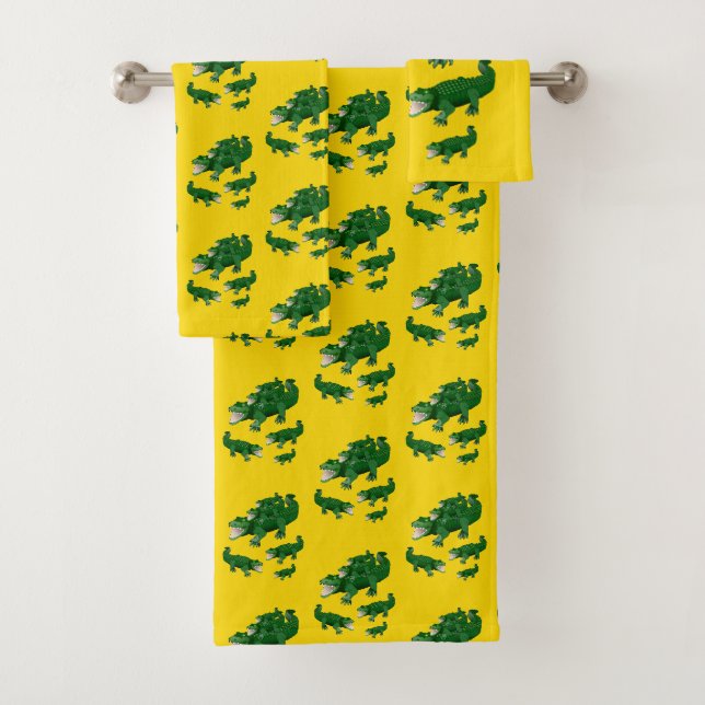 Bathroom Towel Sets Alligators (Insitu)