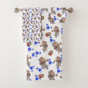 Bathroom Towel Sets Angel Blue Stars