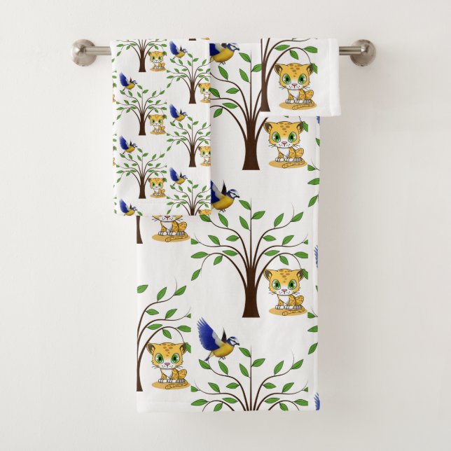 Bathroom Towel Sets Birds (Insitu)