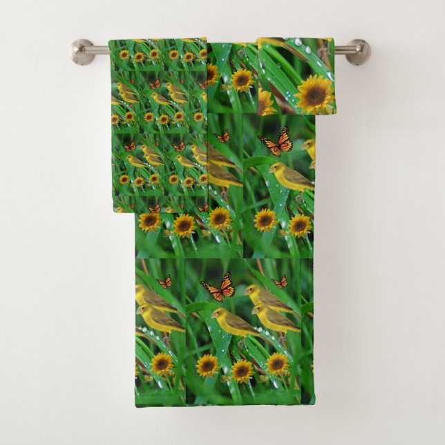 Bathroom Towel Sets Birds (Insitu)