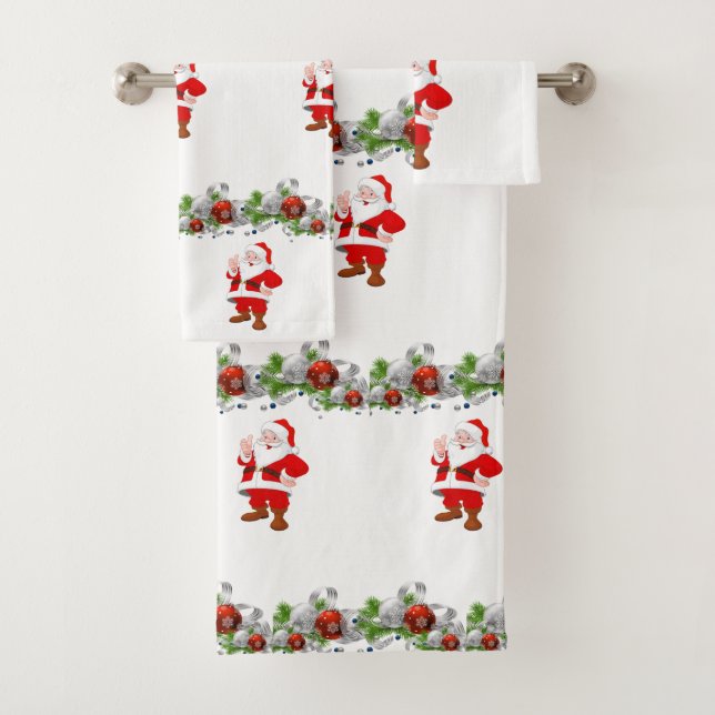 Bathroom Towel Sets Christmas Santa (Insitu)