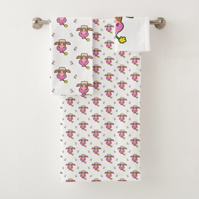Bathroom Towel Sets Cows (Insitu)