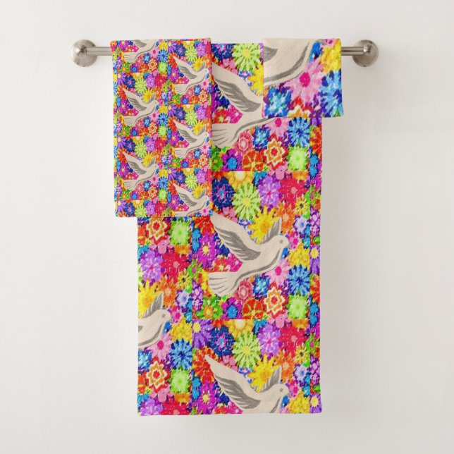 Bathroom Towel Sets Doves (Insitu)