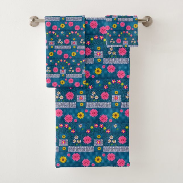Bathroom Towel Sets Floral (Insitu)