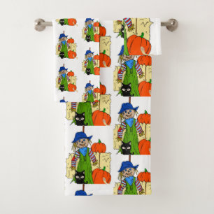 Bathroom Towel Sets Halloween, Scarecrow
