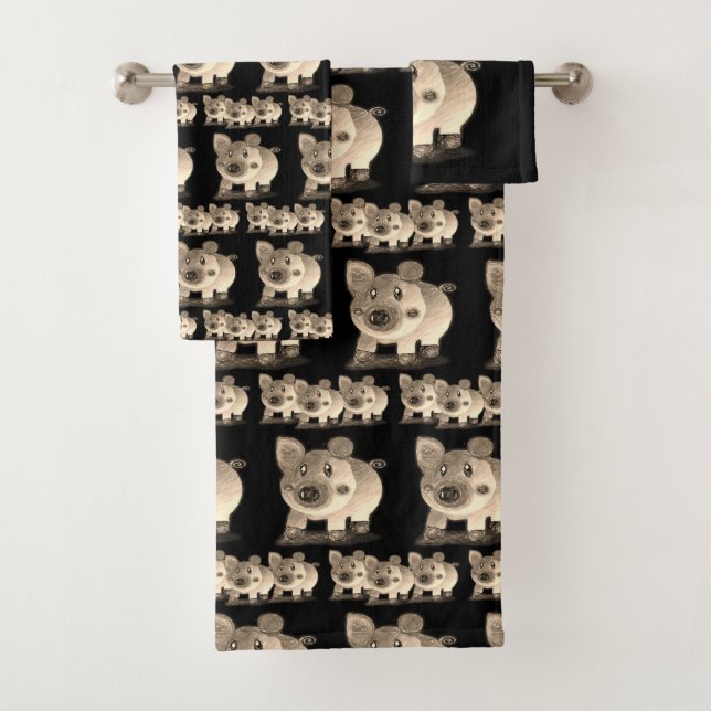 Bathroom Towel Sets Pigs (Insitu)