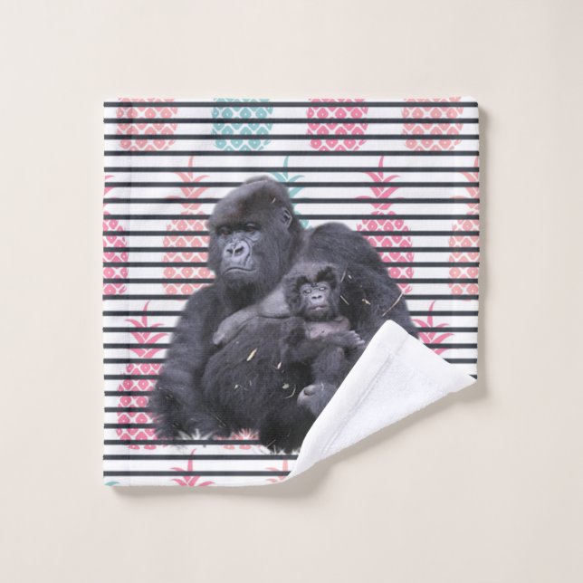 Bathroom Towel Sets Pineapple Gorilla Stripe (Wash Cloth)