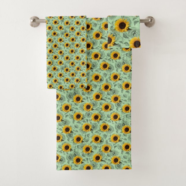 Bathroom Towel Sets Sunflowers (Insitu)