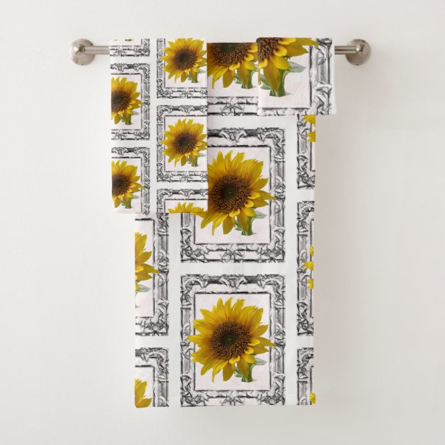 Bathroom Towel Sets Sunflowers (Insitu)