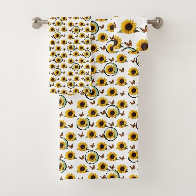 Bathroom Towel Sets Sunflowers (Insitu)