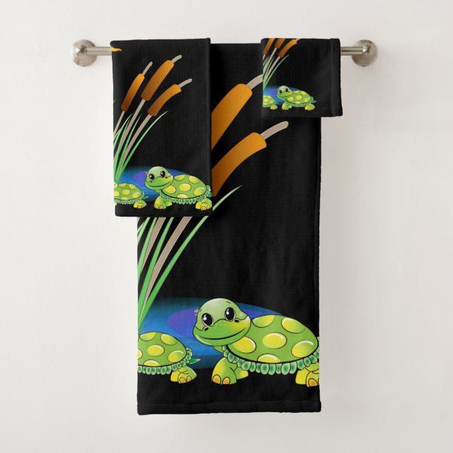 Bathroom Towel Sets Turtles (Insitu)