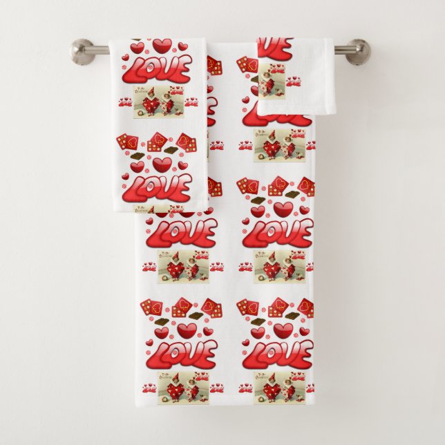Bathroom Towel Sets Valentine's Day (Insitu)