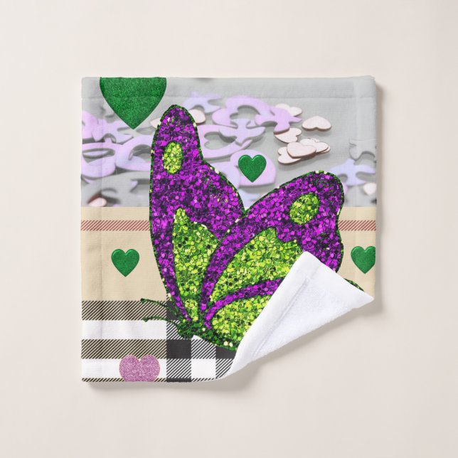 Bathroom Towel Sets Valentine's Day, Butterfly (Wash Cloth)
