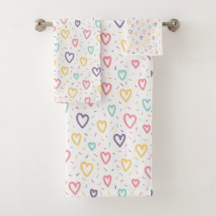 Bathroom Towel Sets Valentine's Day Colorful Heart