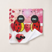 Bathroom Towel Sets Valentine's Day, Ladybug