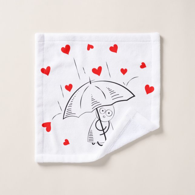 Bathroom Towel Sets Valentine's Day UmbrellaHearts (Wash Cloth)