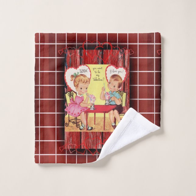 Bathroom Towel Sets Valentine's Day Vintage (Wash Cloth)