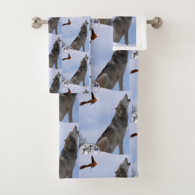 Bathroom Towel Sets Wolves (Insitu)